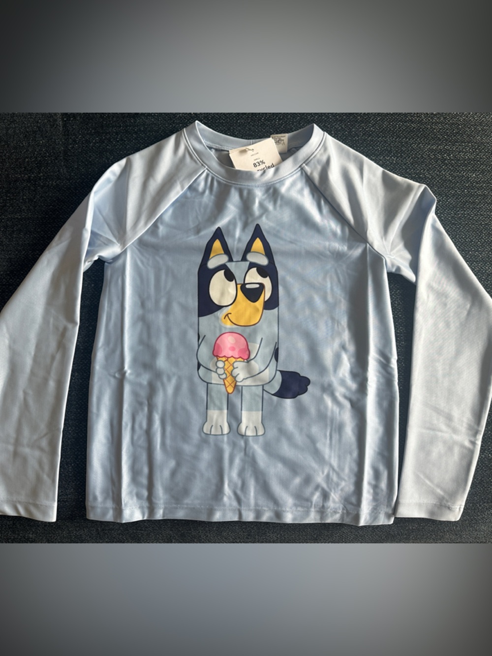 H&M Light Blue Swim Shirt with Cartoon Dog and Pink Ice Cream
